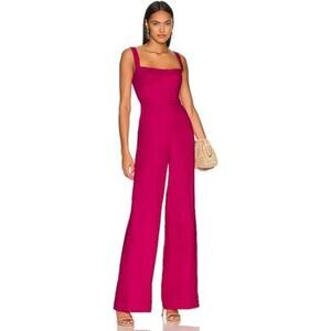Saloni Sleeveless Hot Pink Linen Rachel Jumpsuit w/ Pockets Berry Bright 8